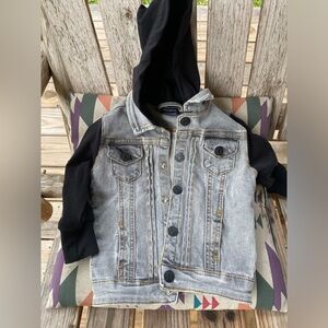 Little bipsy gray wash denim jacket , 6-12M , guc / like new